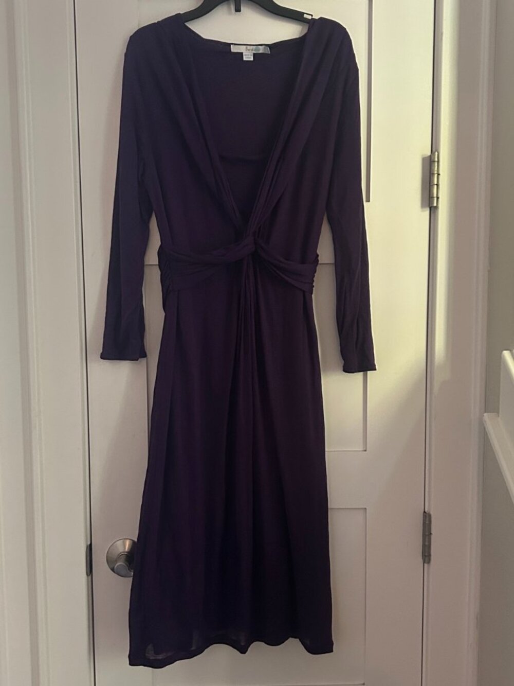 Boden Purple Knot Front 3/4 Sleeve Midi Dress - size 8R